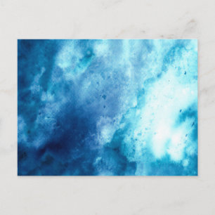 Blue Ombre Inkblot Splatter Watercolor Pattern Postcard