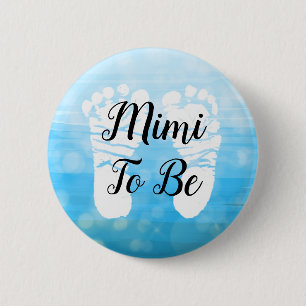 Blue Ombre Mimi to be Baby Shower Gift  2 Inch Round Button