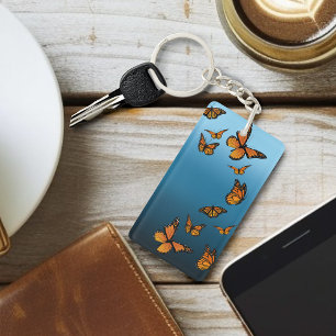 Blue Ombre Monarch Butterflies Keychain