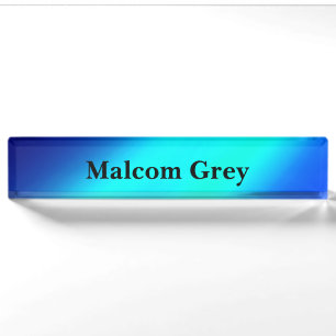 Blue ombre moonlight Double Stripe  Nameplate