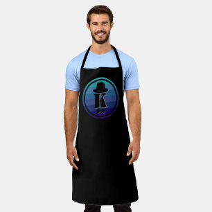 Blue Ombre Name Initial Monogram For Men Apron