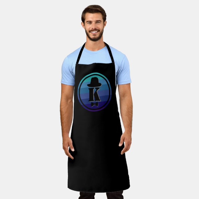 Blue Ombre Name Initial Monogram For Men Apron (Worn)