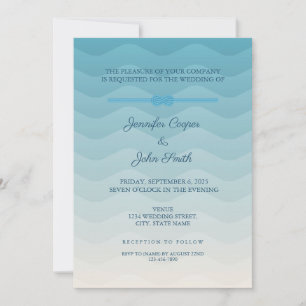 Blue Ombre Pastel Knot Faire-part de mariage moder