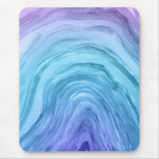 Blue Ombre Pattern Agate II Watercolor Mouse Pad