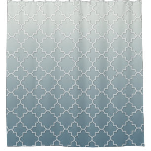 Blue Ombre Shaded Quatrefoil Motif Pattern