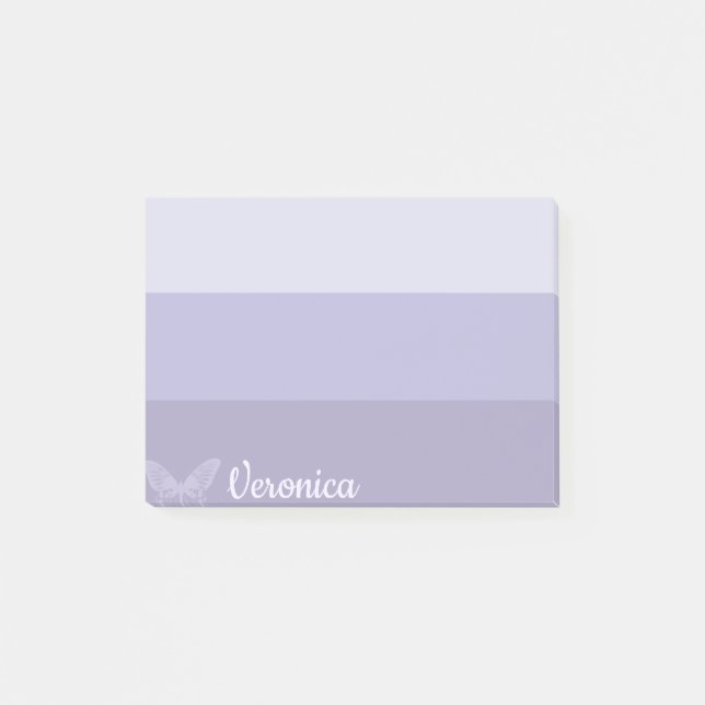 Blue Ombre Striped Butterfly Personalized Post-it Notes (Front)