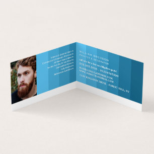 Blue Ombre Stripes, Painter & Decorator Photo Business Card