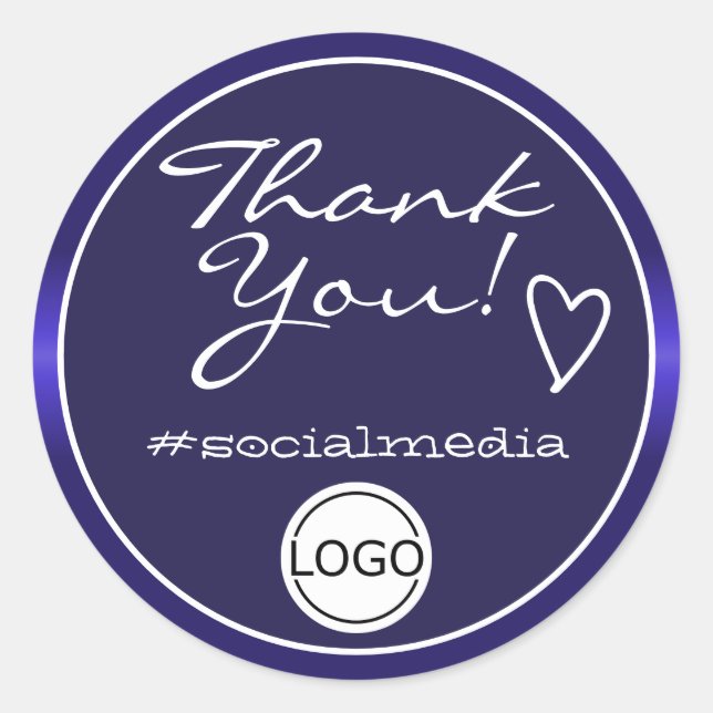 Blue Ombre Thank You Labels Circle Logo Template (Front)