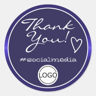 Blue Ombre Thank You Labels Circle Logo Template