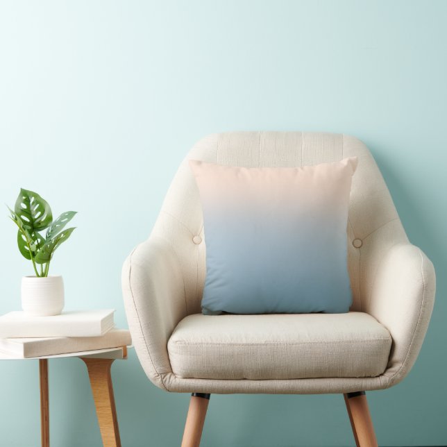 Blue Ombre Throw Blanket Gradient Pillow (Chair)