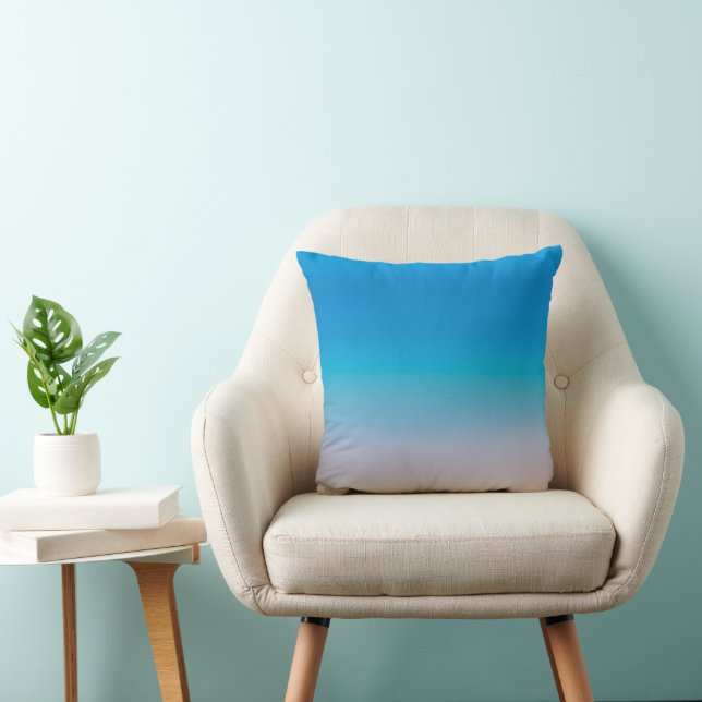 Blue Ombre Throw Blanket Gradient Pillow (Chair)