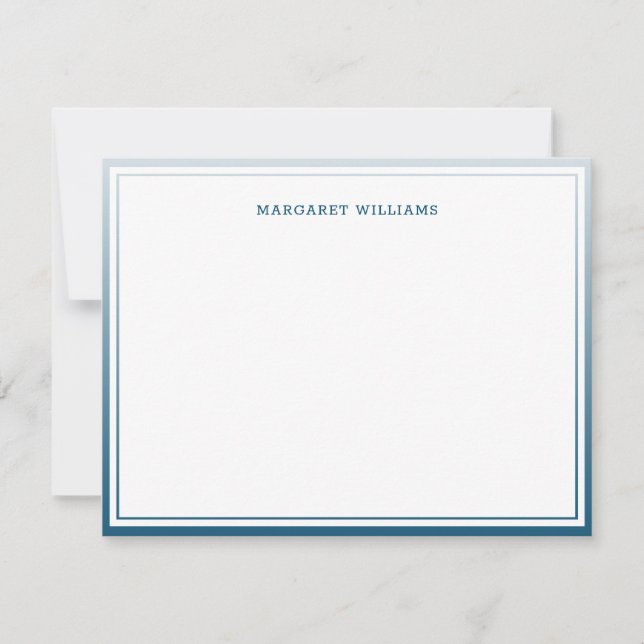 Blue Ombre Two Borders Professional Modern Card (Front)