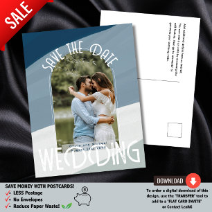BLUE On a Budget? Opt for Photo Save The Date 2 Postcard