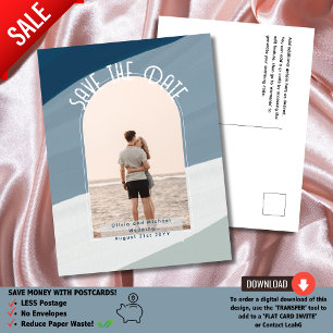 BLUE On a Budget? Opt for Photo Save The Date Postcard
