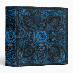 Blue on Black Leather Vintage Book of Shadows Binder