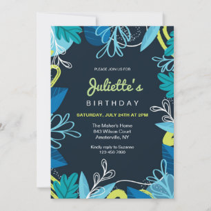 Blue on Blue Birthday Party Invitation