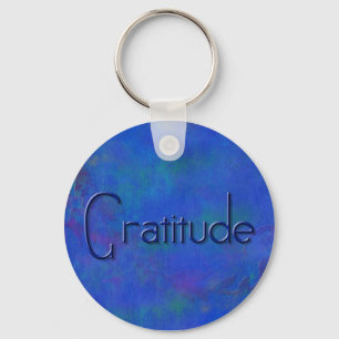 Blue on Blue Block Gratitude Keychain