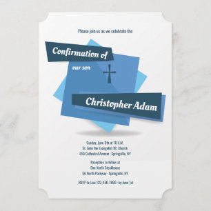 Blue on Blue Confirmation Invitation
