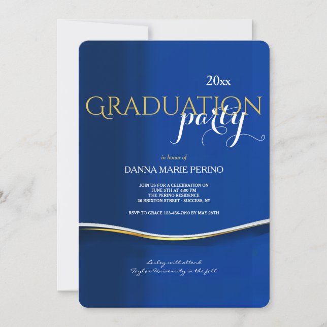 Blue On blue Graduation Invitation (Front)