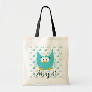 Blue on Blue Owl Personalized Tote Bag