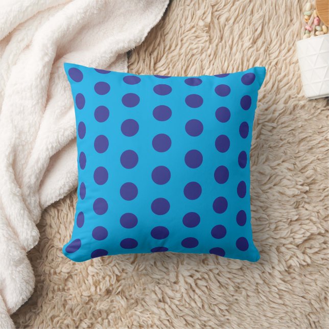 Blue on Blue Polka Dots  Throw Pillow (Blanket)