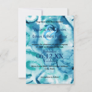 Blue on Blue Watercolor - 3x5 Wedding Invitation