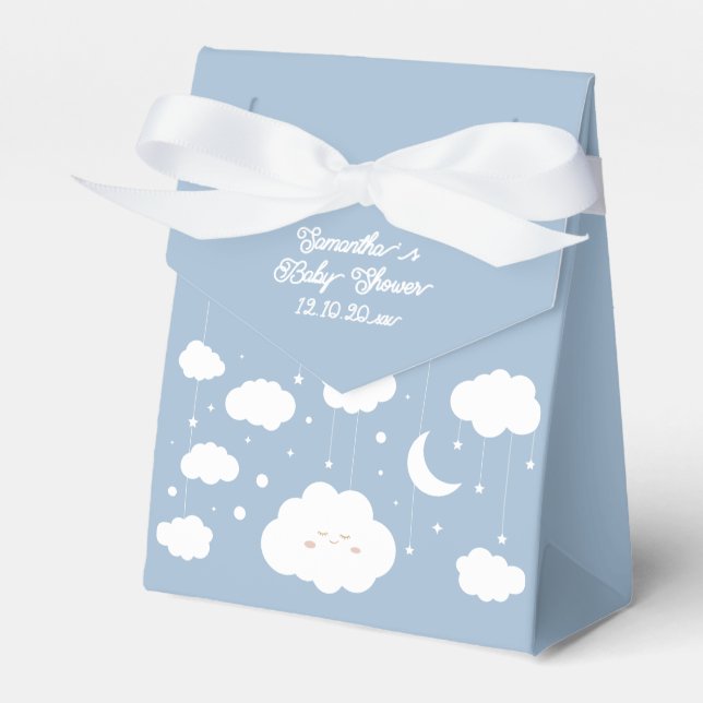 Blue On Cloud 9 Baby Shower Favor Box (Front Side)