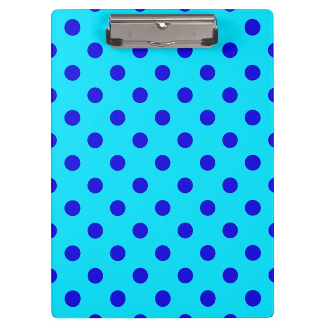 Blue On Cyan Polka Dots Pattern Design Clipboard (Front)