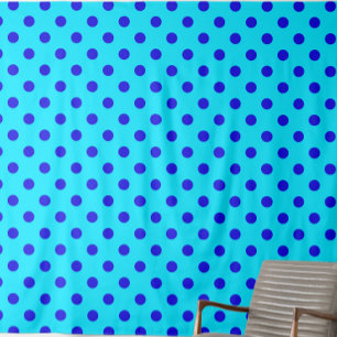 Blue On Cyan Polka Dots Pattern Design Fabric