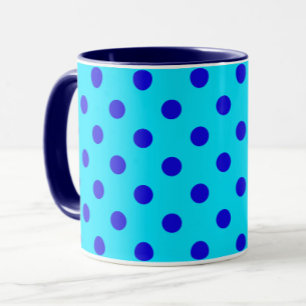 Blue On Cyan Polka Dots Pattern Design Mug