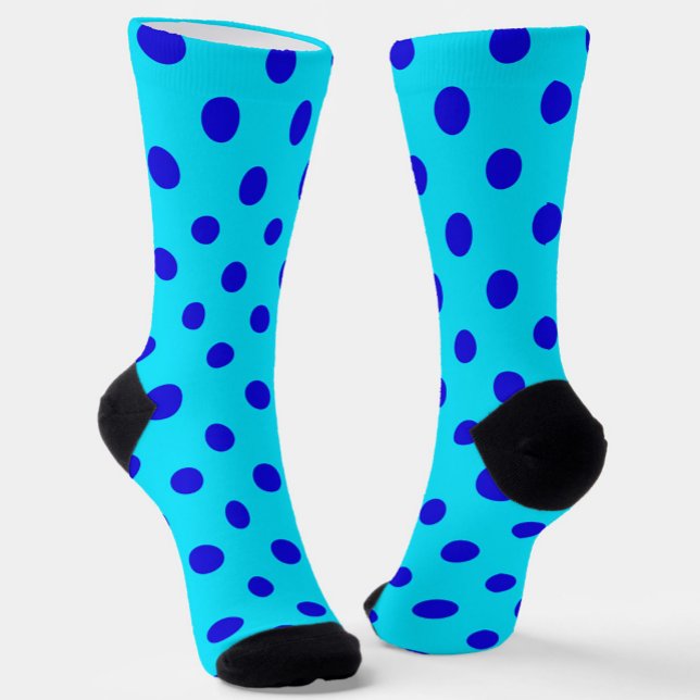Blue On Cyan Polka Dots Pattern Design Socks (Creator Uploaded)