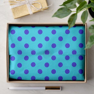 Blue On Cyan Polka Dots Pattern Design Tissue Paper