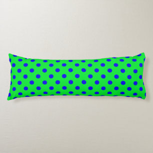 Blue On Green Polka Dots Pattern Design Body Pillow