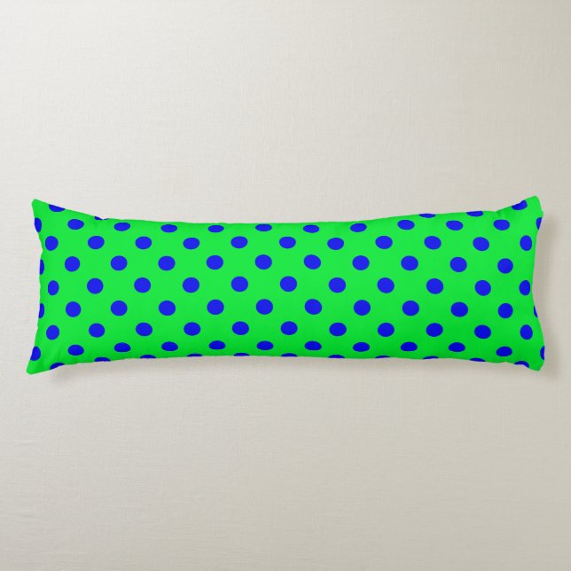 Blue On Green Polka Dots Pattern Design  Body Pillow (Front)