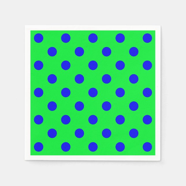 Blue On Green Polka Dots Pattern Design  Napkin (Front)