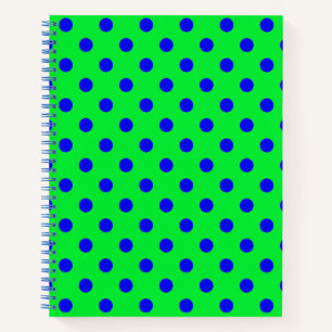 Blue On Green Polka Dots Pattern Design  Notebook