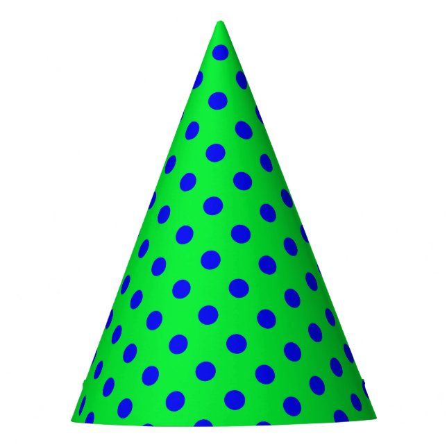 Blue On Green Polka Dots Pattern Design  Party Hat (Front)