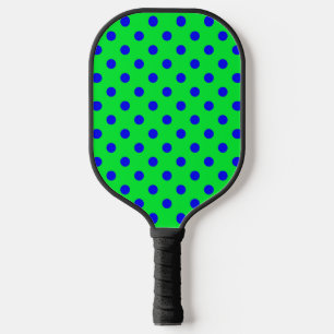 Blue On Green Polka Dots Pattern Design  Pickleball Paddle