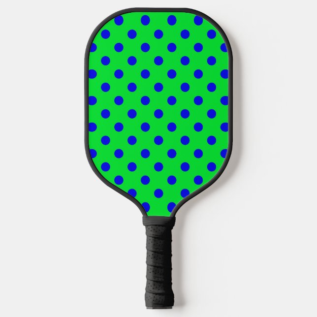 Blue On Green Polka Dots Pattern Design  Pickleball Paddle (Front)