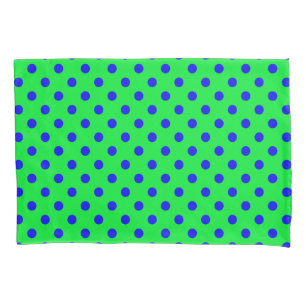 Blue On Green Polka Dots Pattern Design  Pillowcase