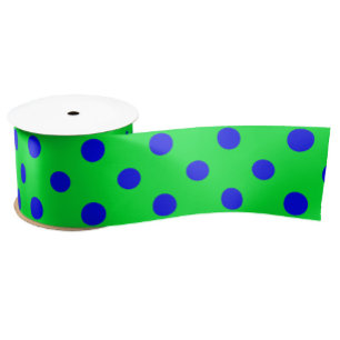 Blue On Green Polka Dots Pattern Design  Satin Ribbon