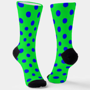 Blue On Green Polka Dots Pattern Design Socks