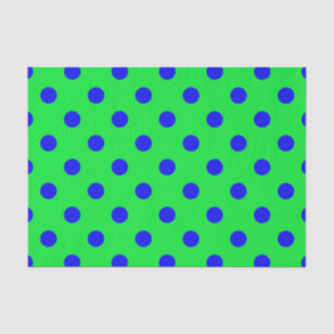 Blue On Green Polka Dots Pattern Design Tissue Paper