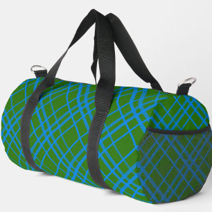 Blue On Green Tartan Plaid Pattern Design  Duffle Bag