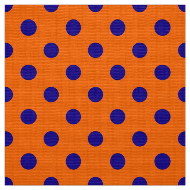 Blue On Orange Polka Dots Pattern Design  Fabric (Swatch)