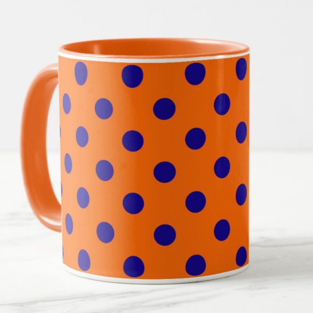 Blue On Orange Polka Dots Pattern Design  Mug (Creator Uploaded)