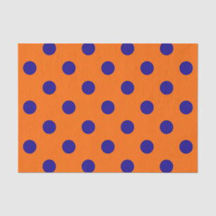 Blue On Orange Polka Dots Pattern Design Tissue Paper