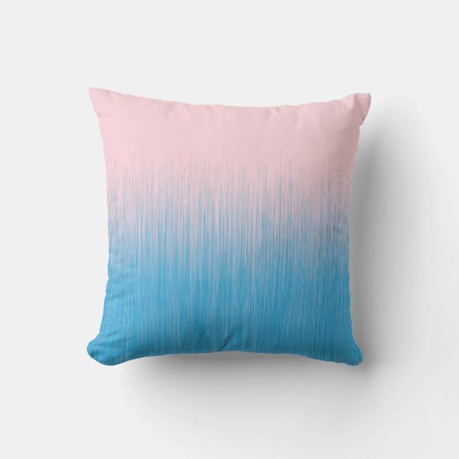 Blue on Pink Horizon Outdoor Pillow (Front)