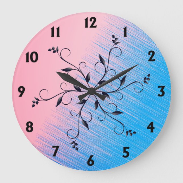 Blue on Pink Horizon Wall Clock (Front)
