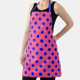 Blue On Pink Polka Dots Pattern Design Apron